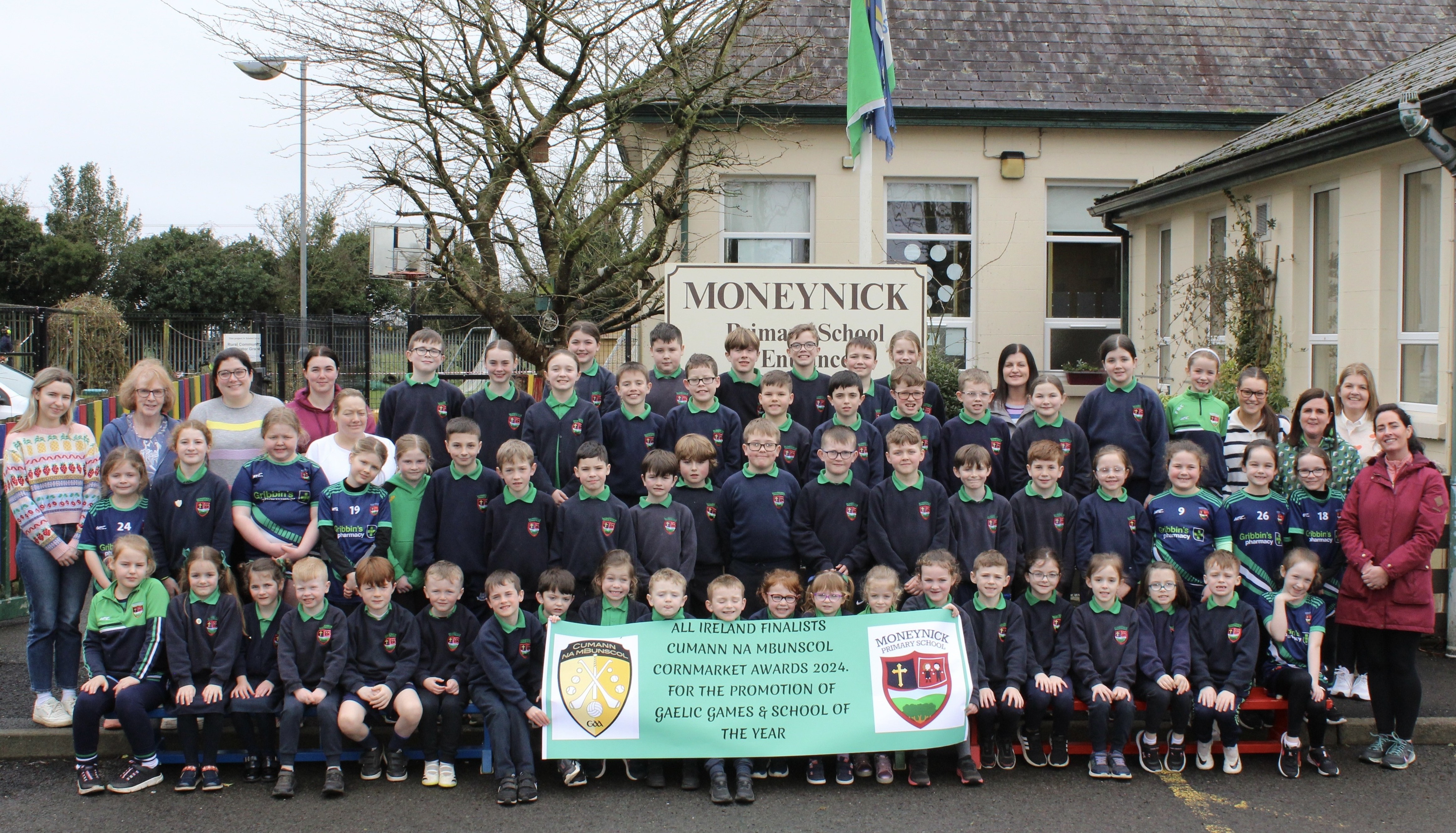 We are delighted to announce that we have been recognised for our contribution to the promotion of Gaelic Games and Culture for the second consecutive year at the Cumann na mBunscol National Awards Ceremony in County Roscommon. We were awarded 2nd place for the Promotion of our Gaelic Games and Culture and 2nd place in the School of the Year Category at the 2024 Award Ceremony in Mullingar. Moneynick P.S continues to thrive and innovate in our provision, not only for our pupils, but every young Gael within South West Antrim. We will continue to forge our own legacy working with staff, pupils, parents and all local clubs as we promote our unique message of an inclusive ‘GAA Family'. We wish to thank our amazing pupils both past and present, our dedicated staff and committed parents. We also wish to acknowledge the support of our local clubs Erins Own GAC Cargin, St Ergnats GAC Moneyglass, Kickham's GAC Creggan and all those who contributed statements of support in our nomination videos. This is an historic achievement for our school, community, clubs, county and the province of Ulster to be recognised Nationally two years in a row.